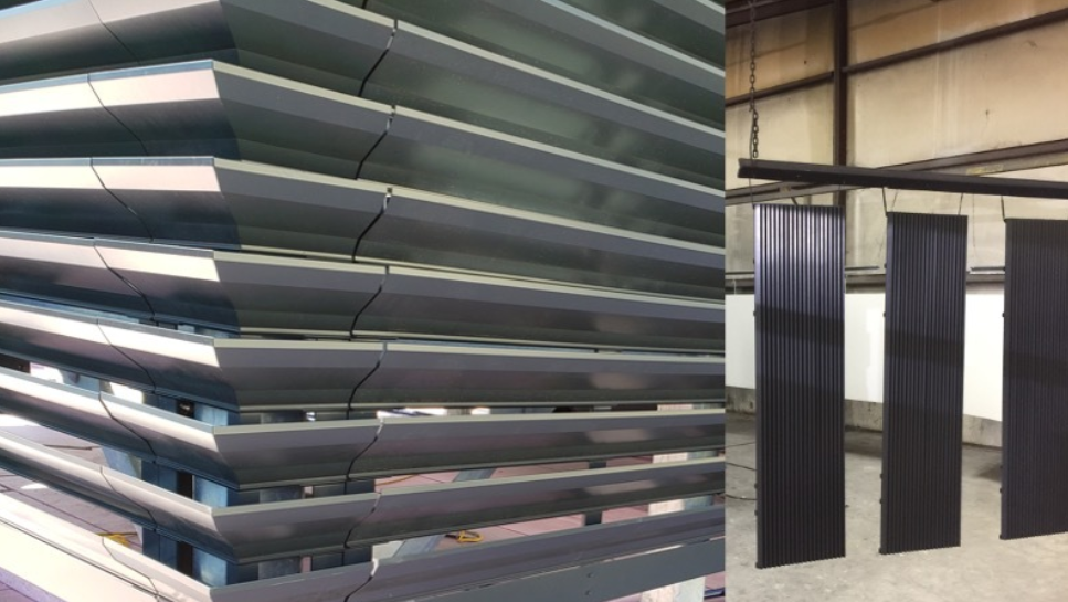 Custom louvers in a commercial building.